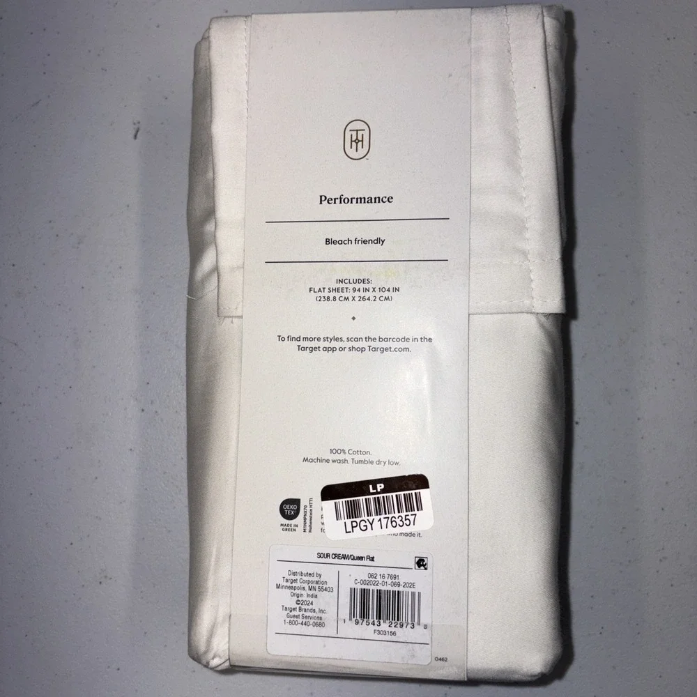 Threshold 400 Thread Count Performance Flat Sheet Sour Cream Queen*